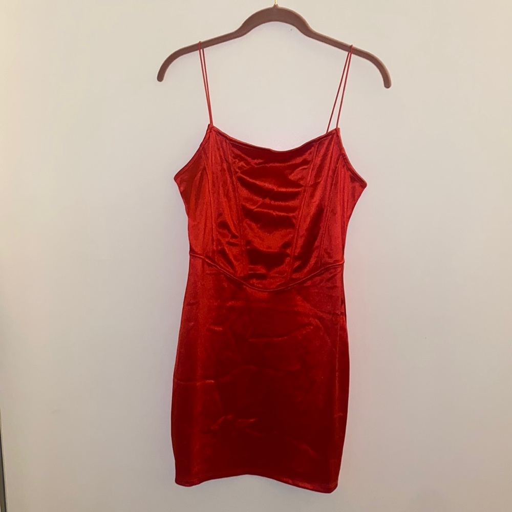 Red Satin Mini Dress